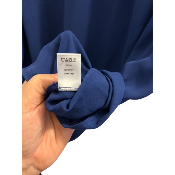 LOFT Navy Blue Long Sleeve Collared Button Front Shirt Women's Size M - Picture 6 of 6